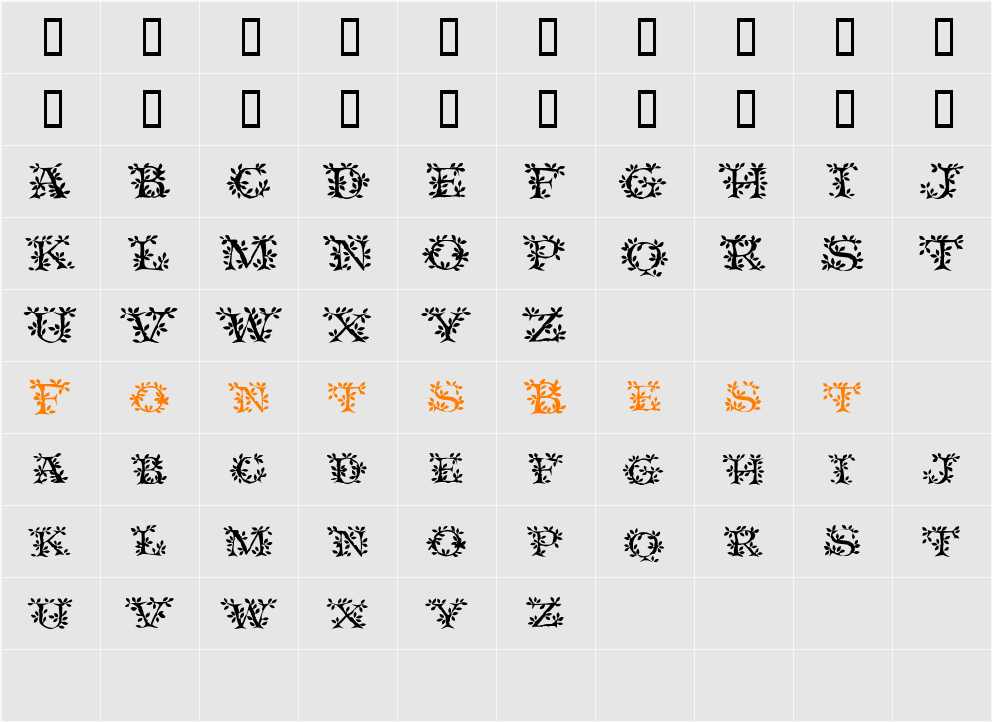 IvyDisplayCaps Character Map