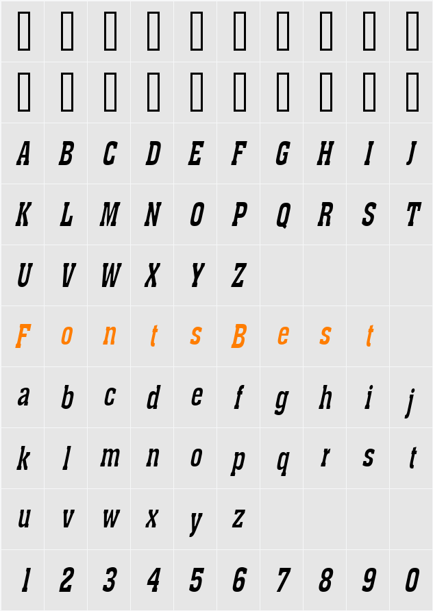 Ache Thin Character Map