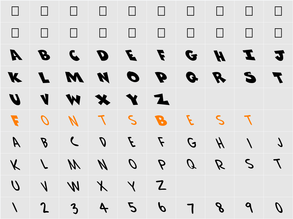 FZ UNIQUE 30 LEFTY Character Map