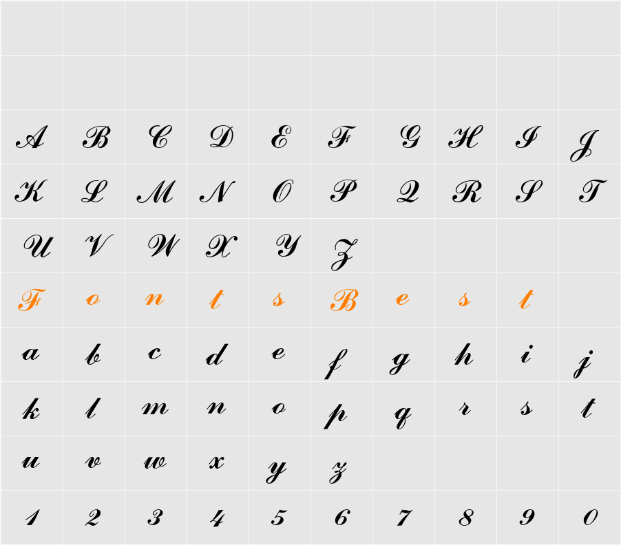 ATCommercialScript Character Map