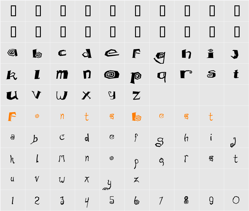 JI-Feriae Character Map