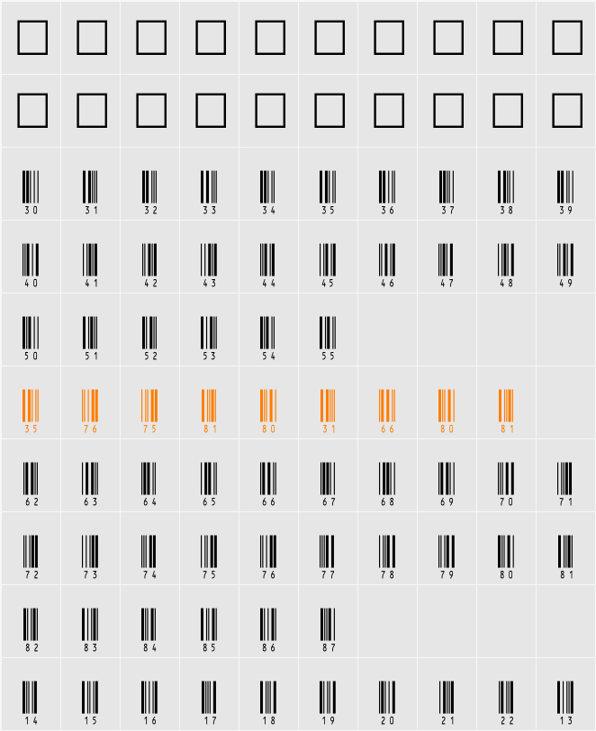 IntHrP60DlTt Character Map