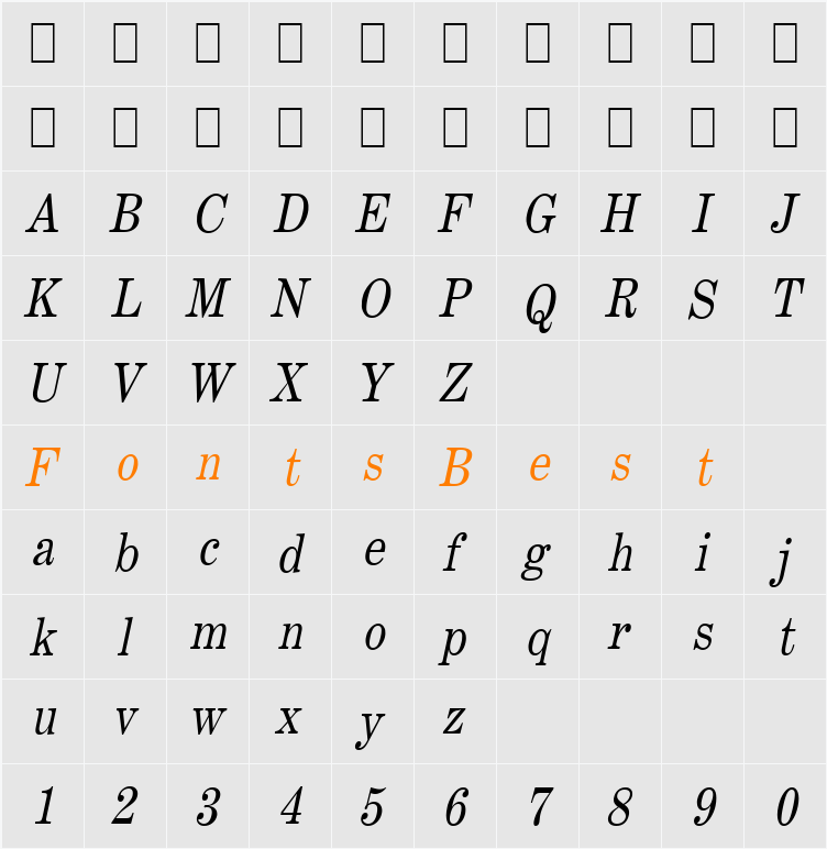 Annual-Condensed Character Map