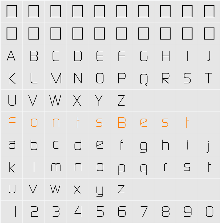 ModaerneLight Character Map