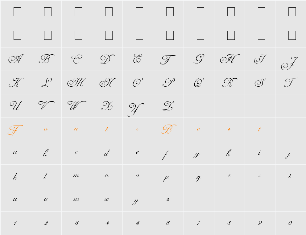 Carmel Script SSi Character Map