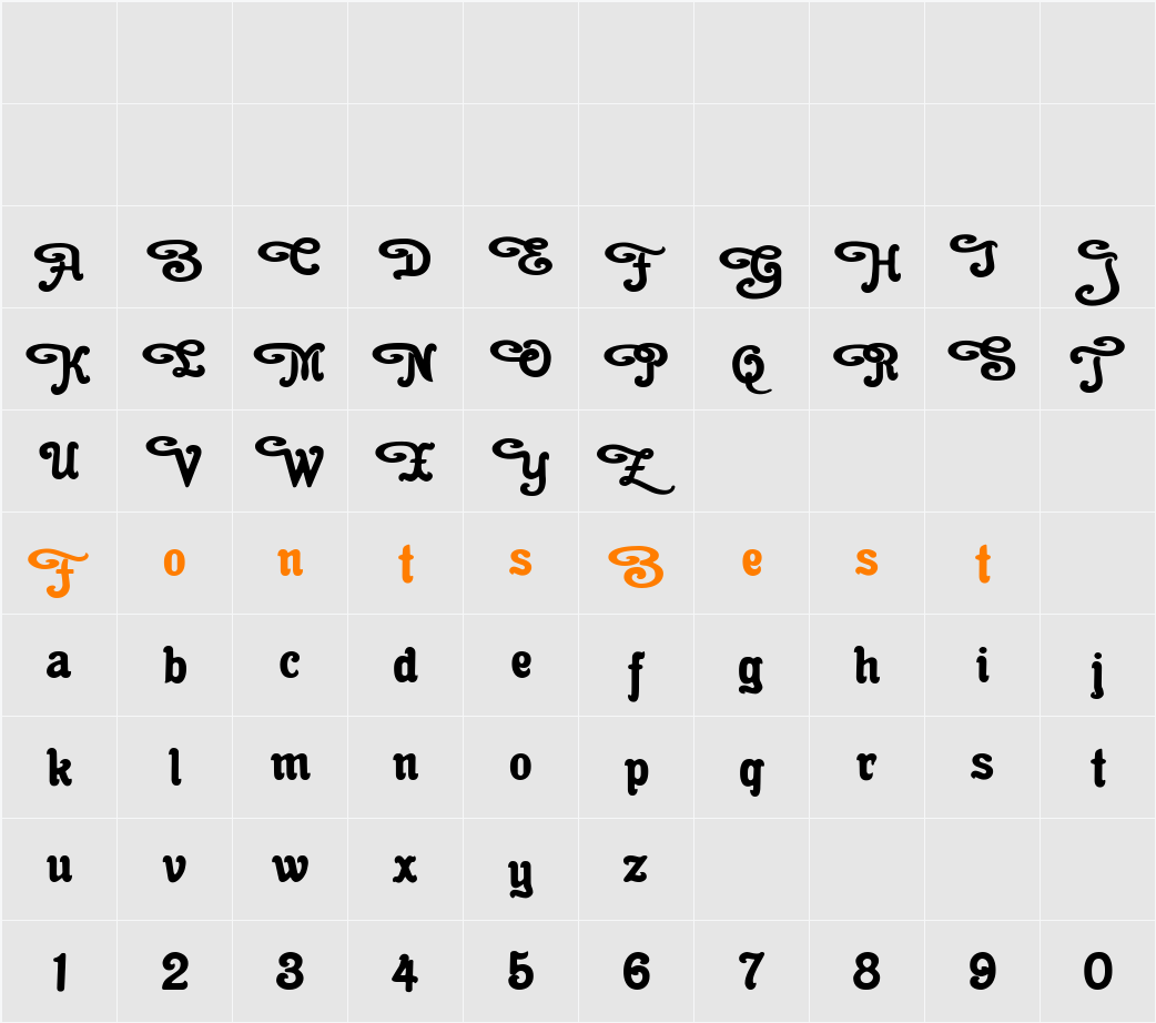 Cacao Fat Swashes Character Map