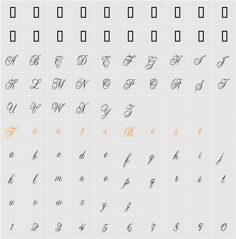 CAC Lasko Condensed Character Map