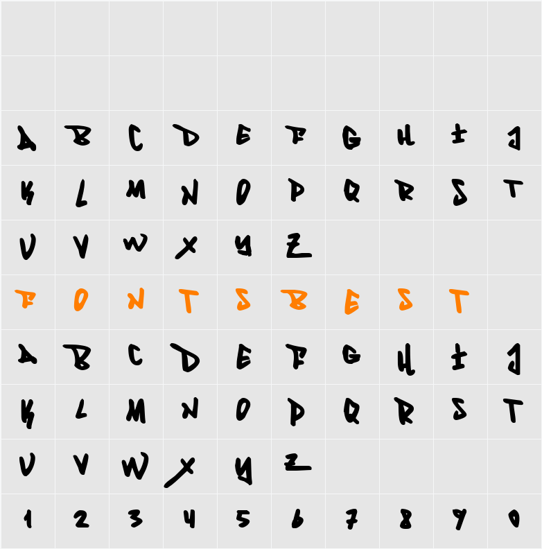 Fantom Bold Character Map