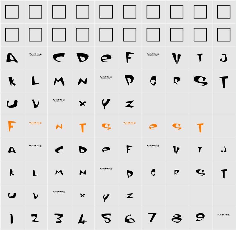 Curved air Character Map