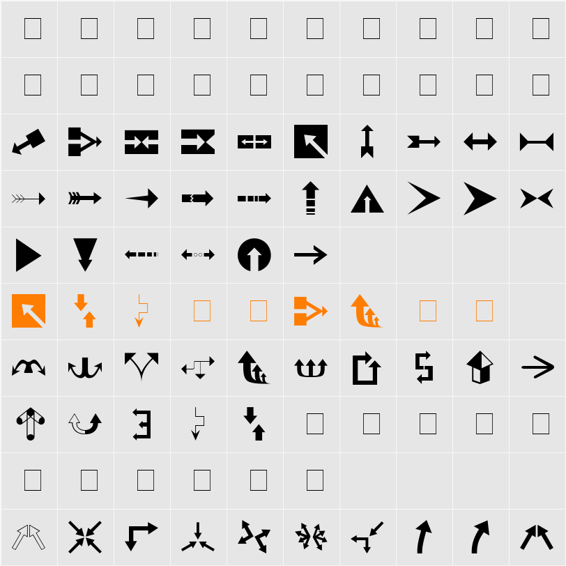 Carr Arrows (filled) Character Map