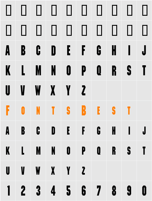 MetalEncasementCondensed Character Map