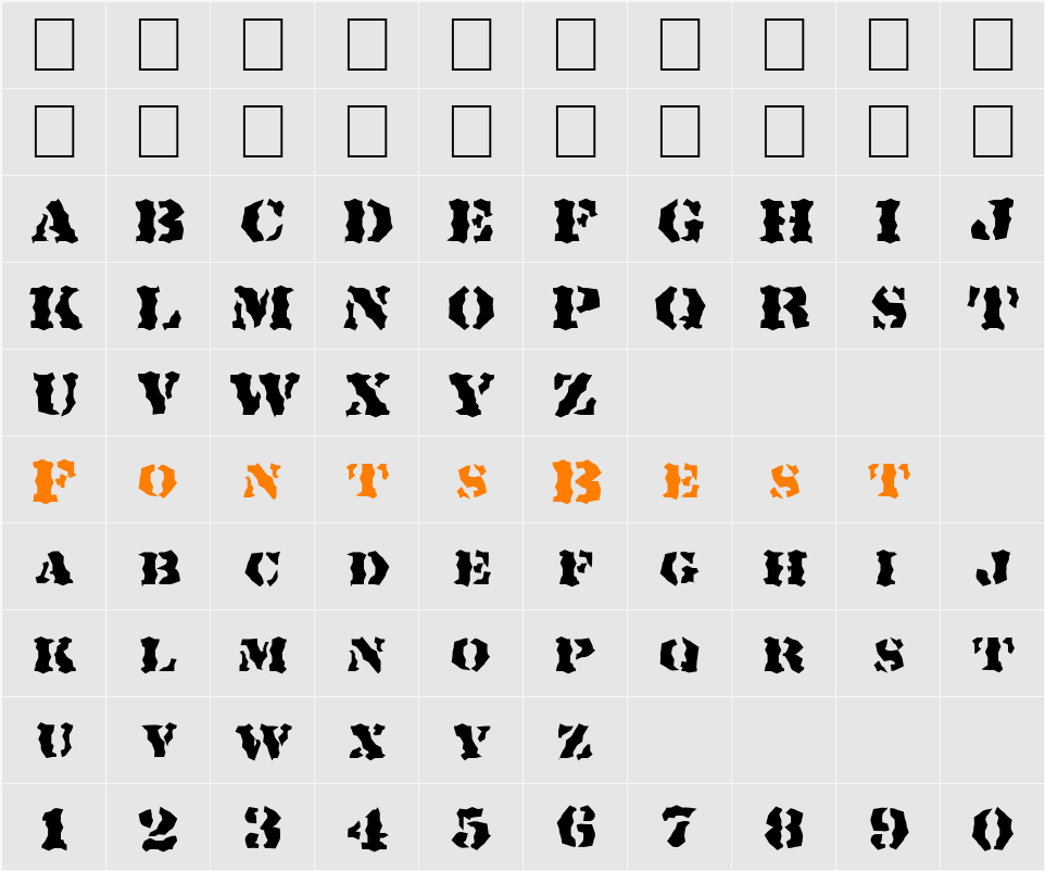 FZ WACKY 18 Character Map