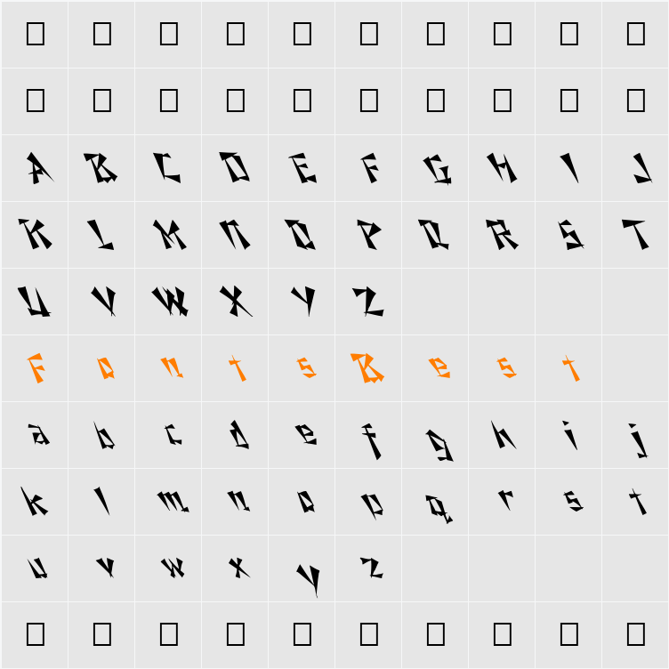 FZ UNIQUE 21 LEFTY Character Map