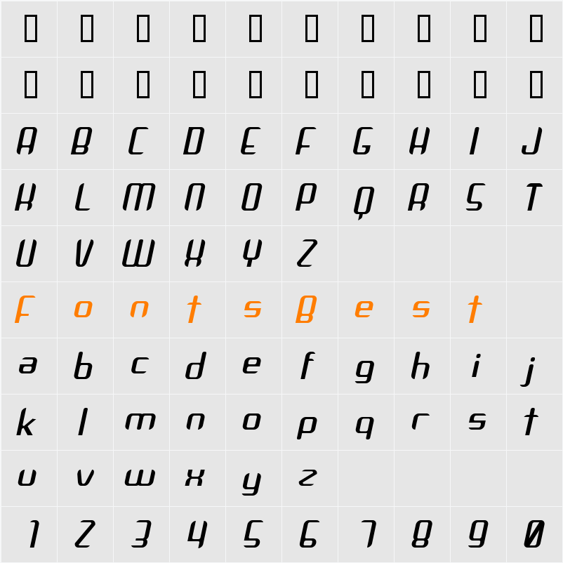 Arbeka Character Map