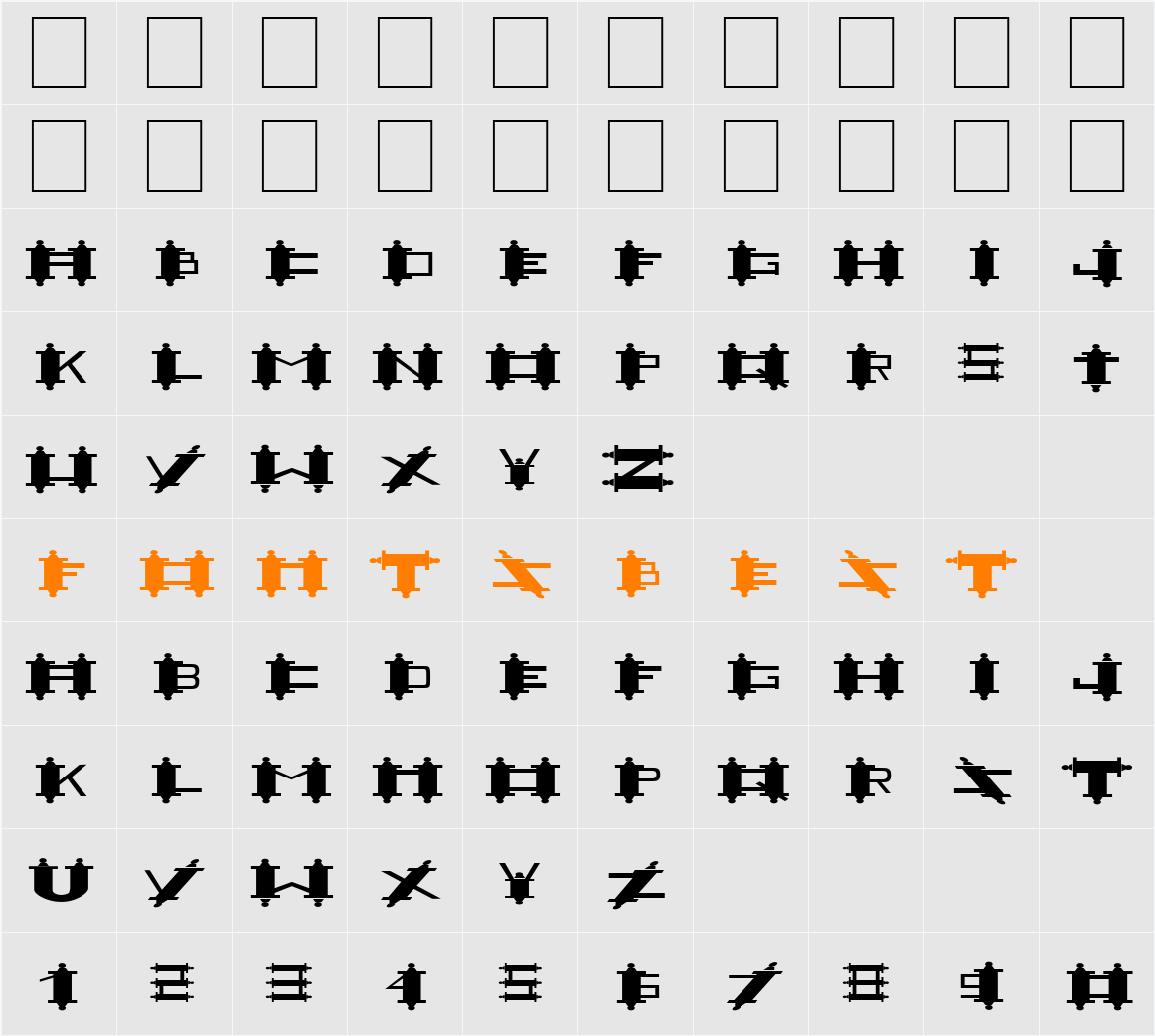 FZ UNIQUE 48 EX Character Map