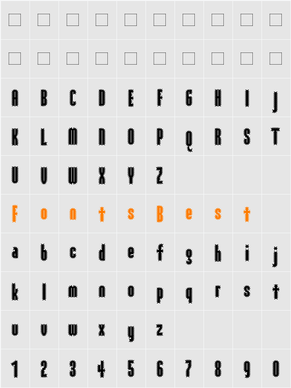 ModulaRibbed Character Map