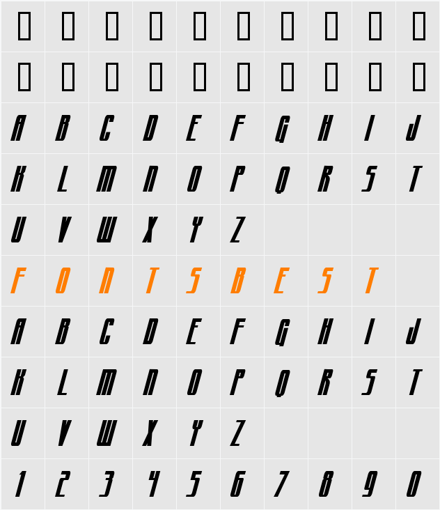 CraterFace Condensed BB Character Map