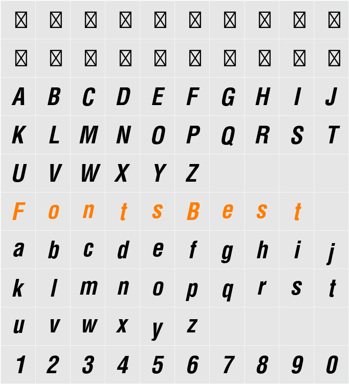 Helvetica LT Std Cond Character Map