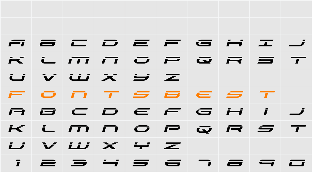 Antietam Laser Italic Character Map