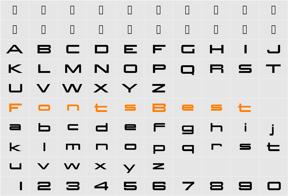 AggieURWTNor Character Map