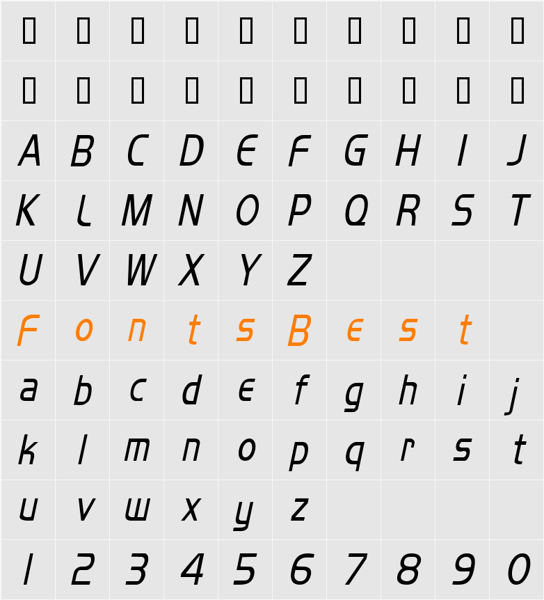 MikityCondensed Character Map