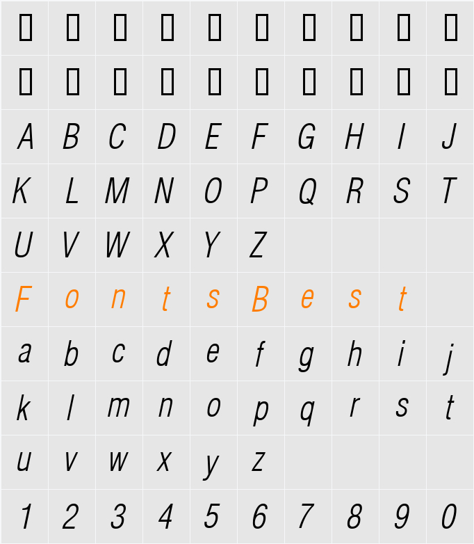 ContextLightCondSSi Character Map