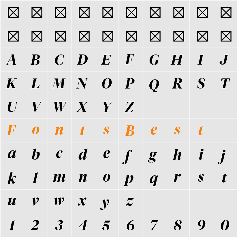 Tiempos Fine Semibold Italic Character Map