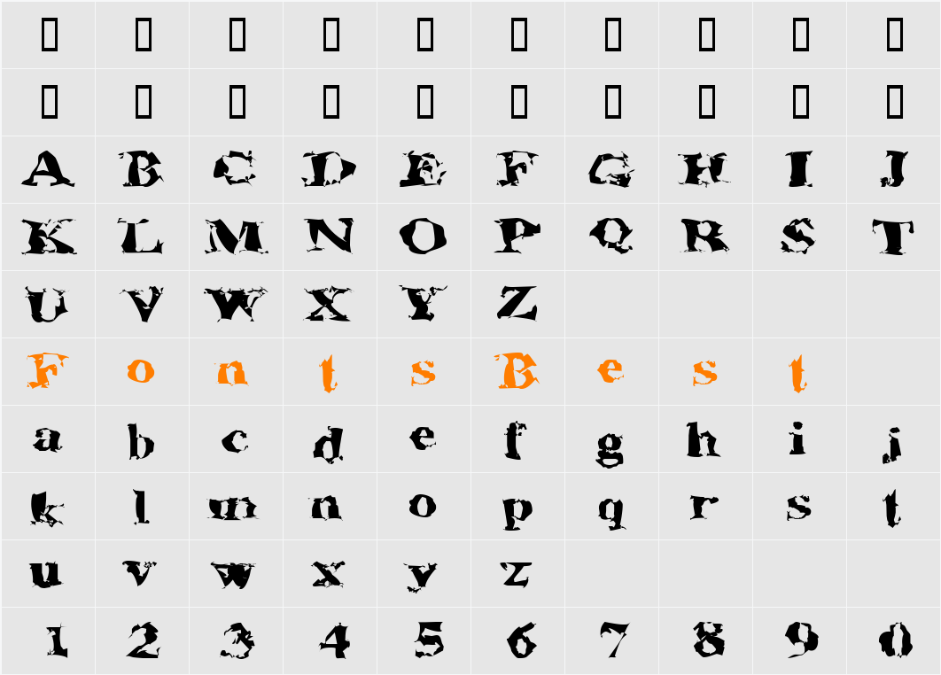 AluminumShredExtended Character Map