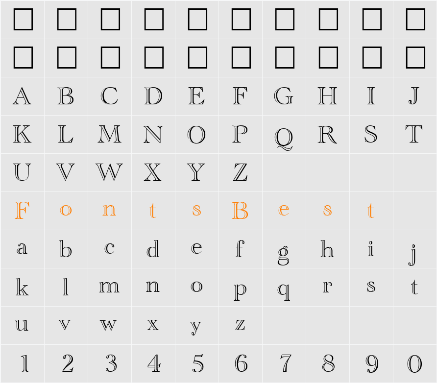 CathedralOpen DB Character Map