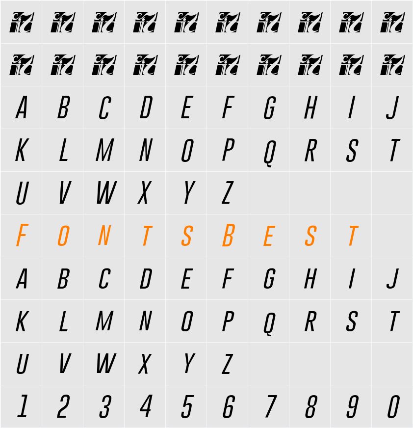 Gobold Thin Light Character Map