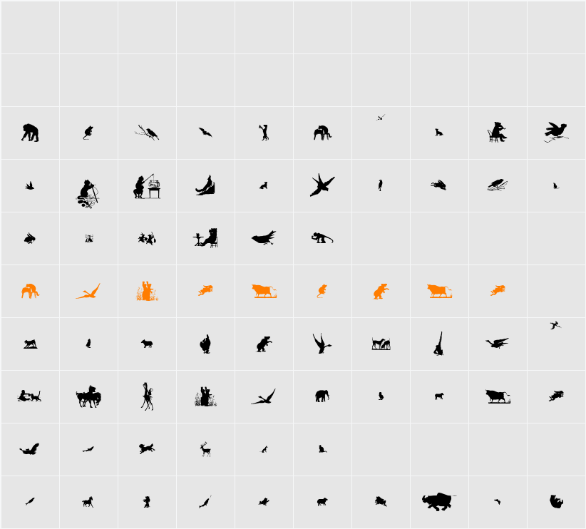 Animal Silhouettes Four Character Map