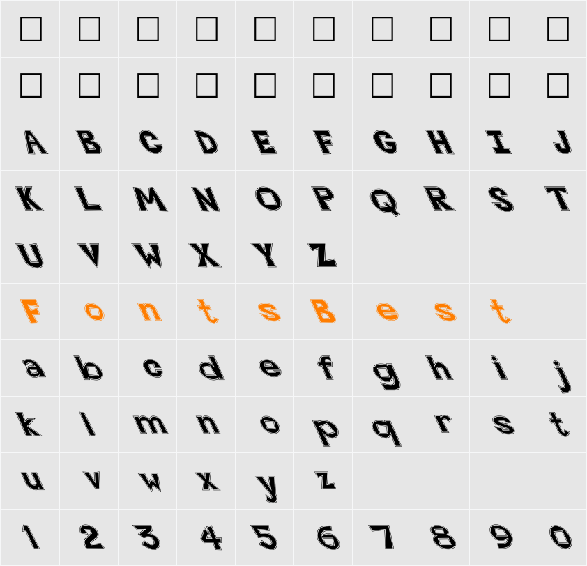 FZ JAZZY 7 CONTOUR LEFTY Character Map