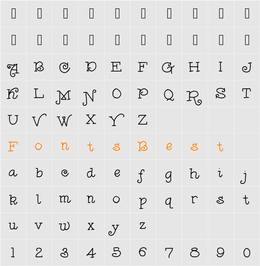 AniShoulder Character Map