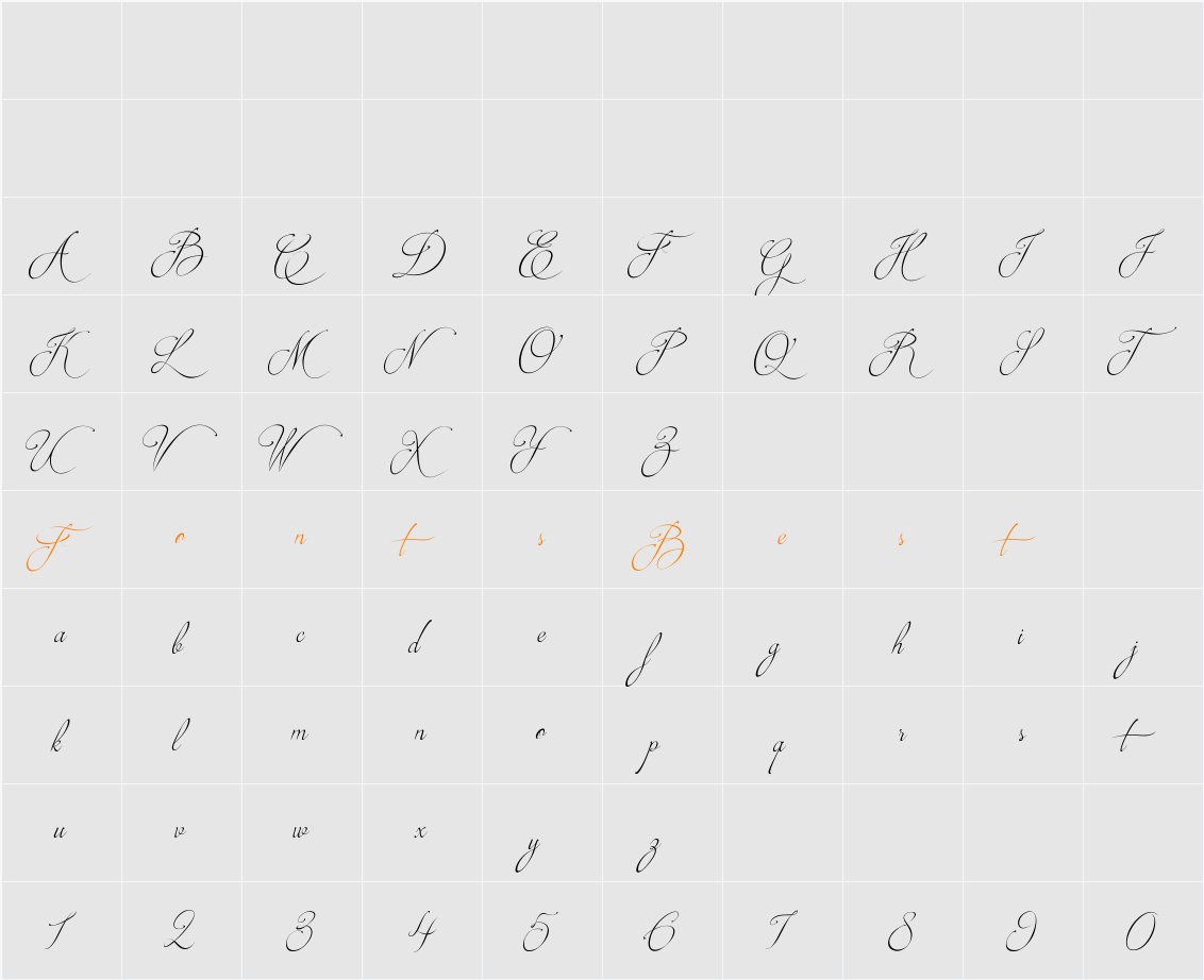 Brotherhood Script Character Map