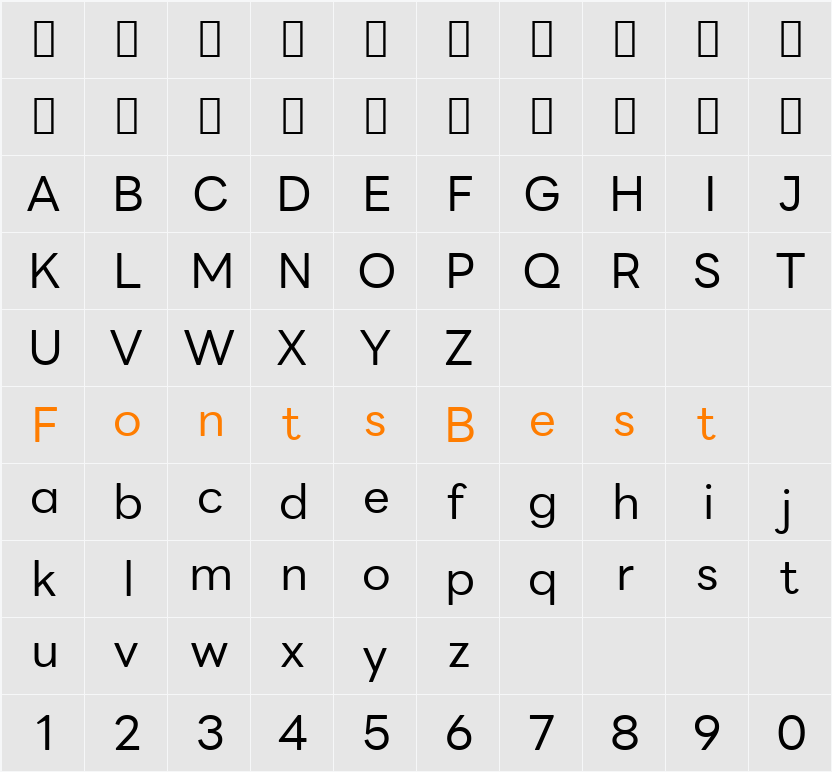 LINE Seed Sans Character Map