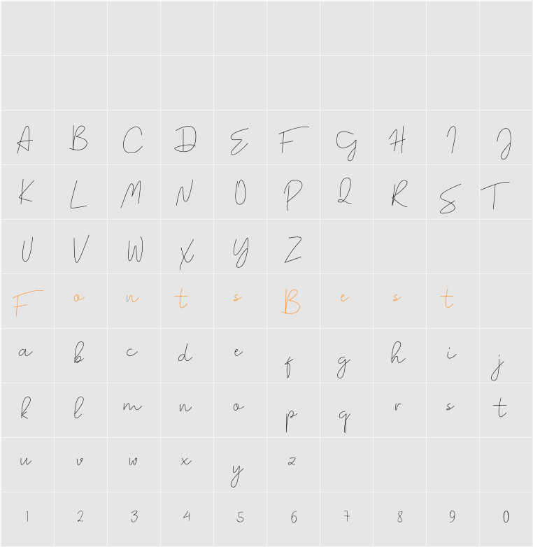 Romances Script Character Map