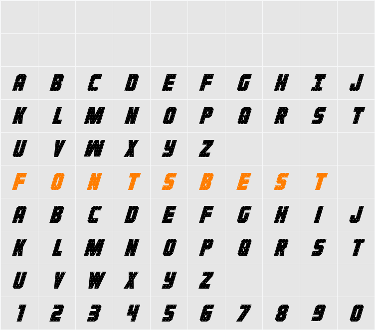 Iron Forge Italic Character Map