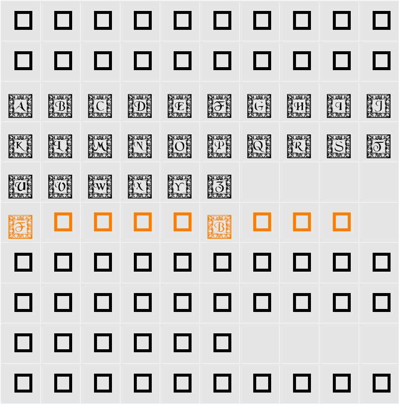 DLFillegreeCaps Character Map