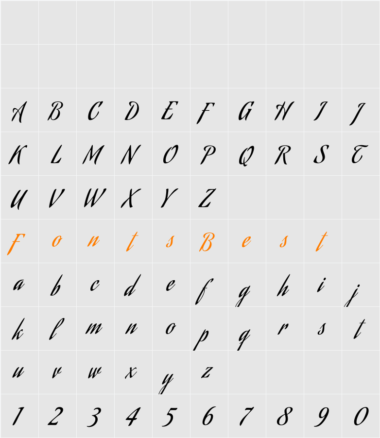 Aguafina Script Character Map