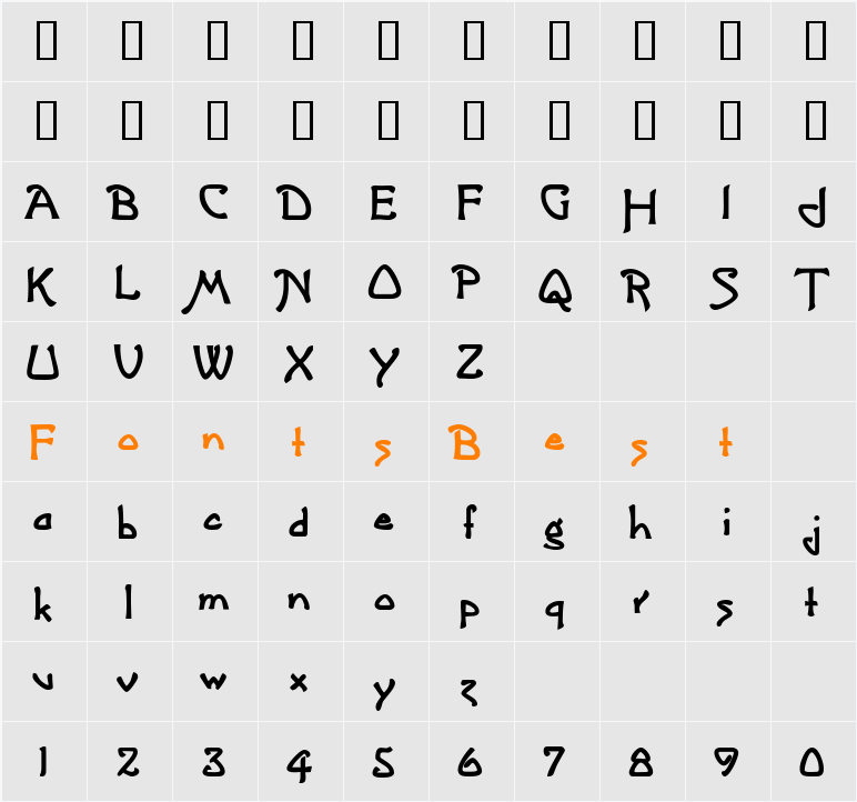 CannolotScriptSSK Character Map