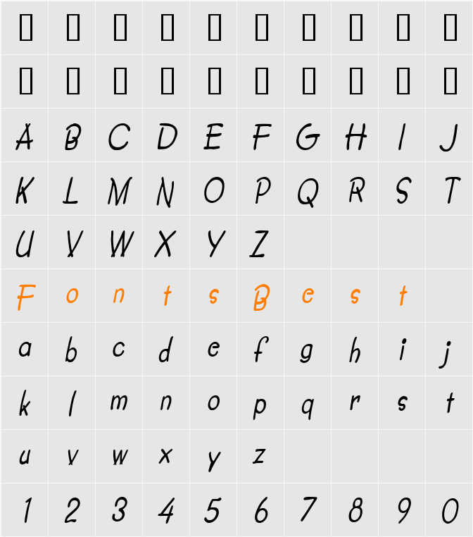 Crayon-Condensed Character Map