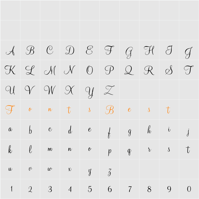 ATMahoganyScript Character Map