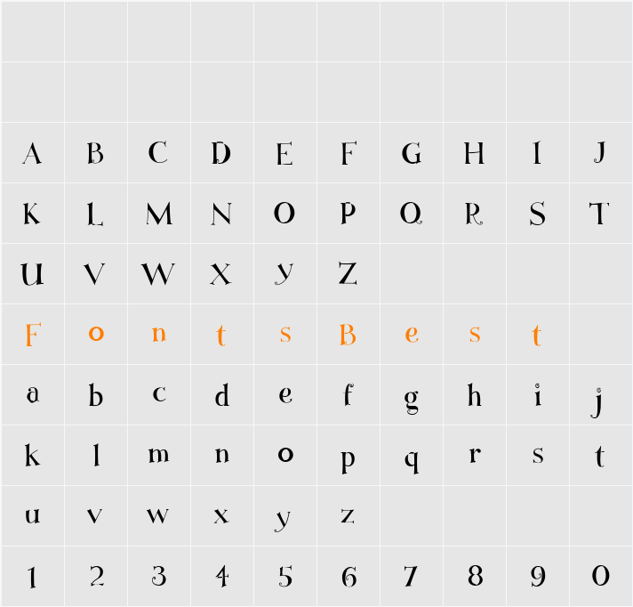 FiddlestixSolid Character Map