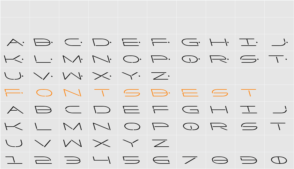 Factor Leftalic Character Map