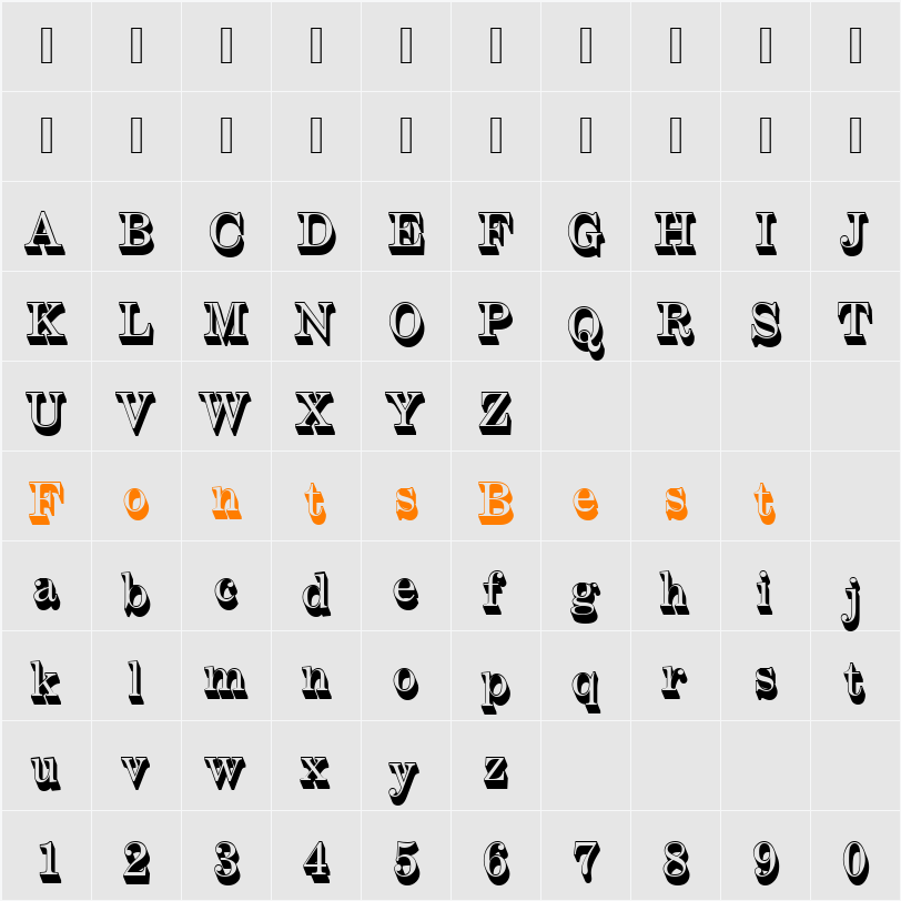 CenturyExpTRegSh1 Character Map