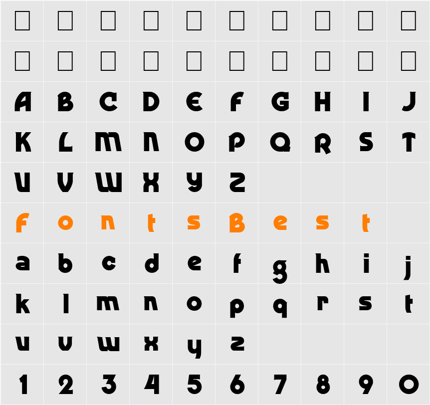 FZ JAZZY 52 Character Map