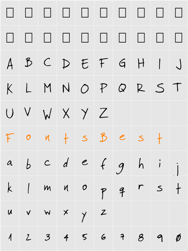 Faraco Hand Character Map