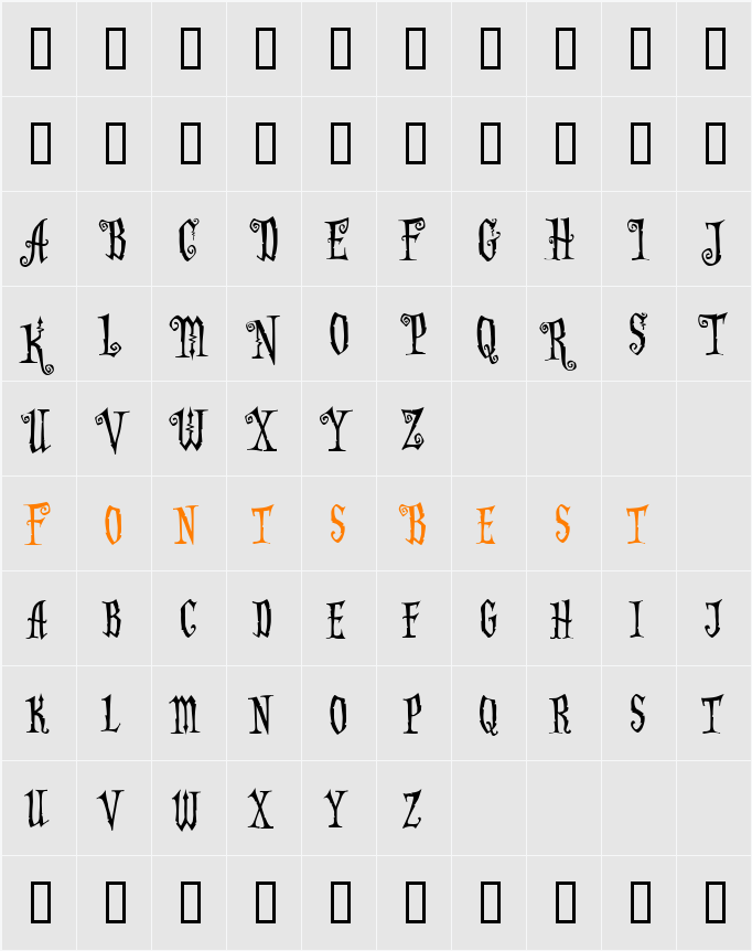 AddamsCapitals Character Map