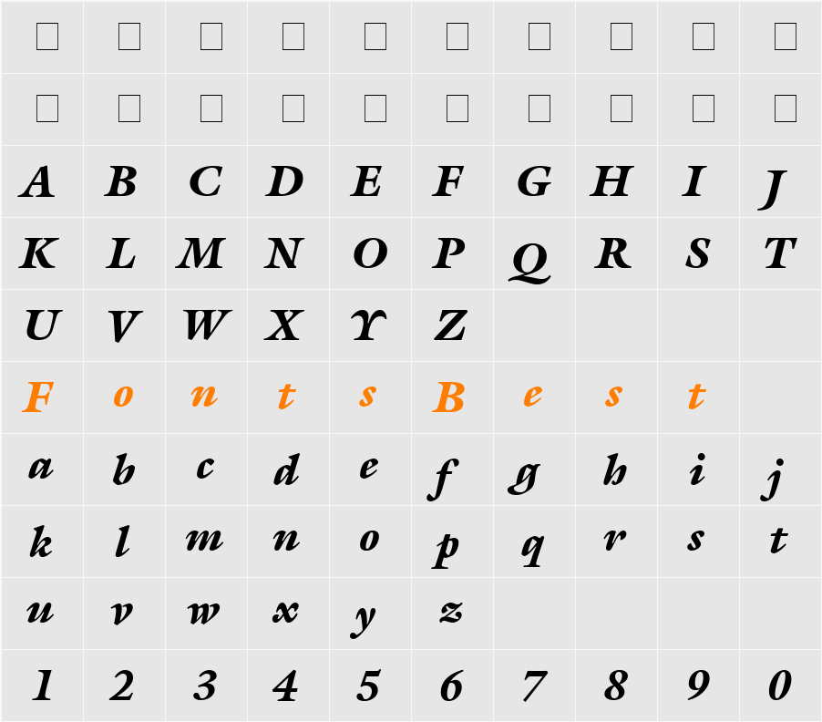 Acanthus Black SSi Character Map