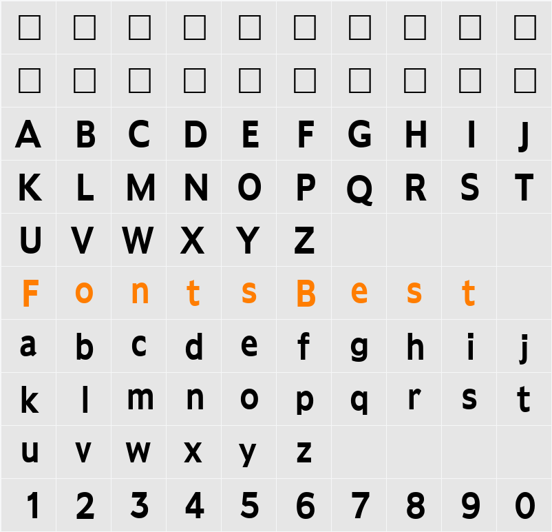 Adams-Condensed Character Map